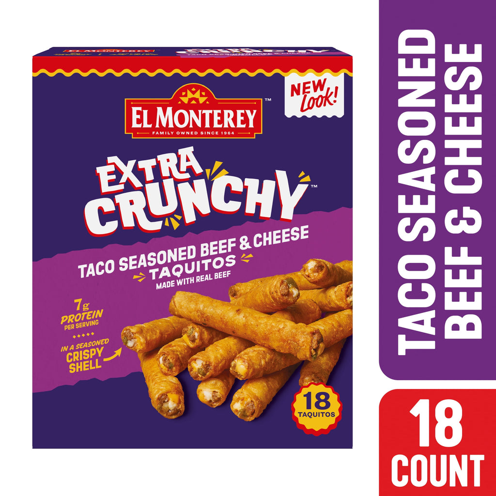 El Monterey Extra Crunchy Taco Seasoned Beef & Cheese Taquitos 20.7 Oz Frozen