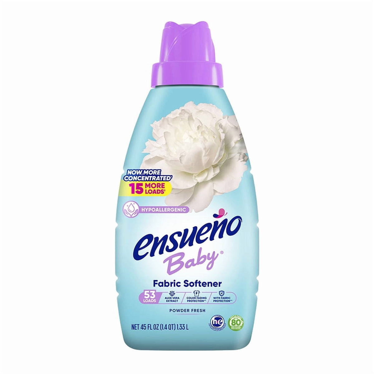 Ensueño Baby Hypoallergenic Liquid Fabric Softener Baby Powder Scent 45 fl oz 44 Loads