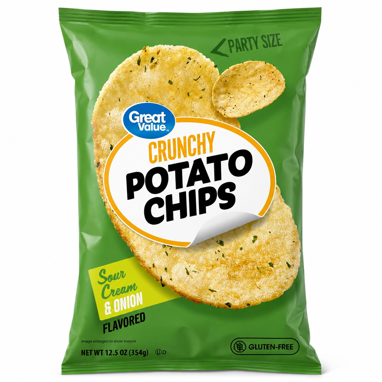 Sour Cream & Onion Flavored Potato Chips Party Size 12.5 Oz 1 Count Great Value