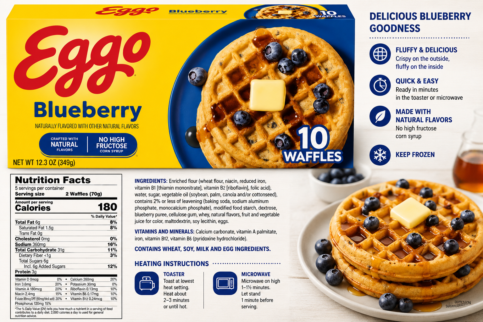 Eggo Blueberry Waffles, 10 Count