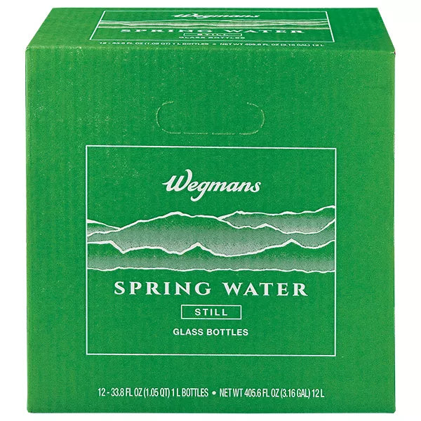 Wegmans Spring Water Glass Bottle, 12 Pack 12 x 33.8 fl. oz.