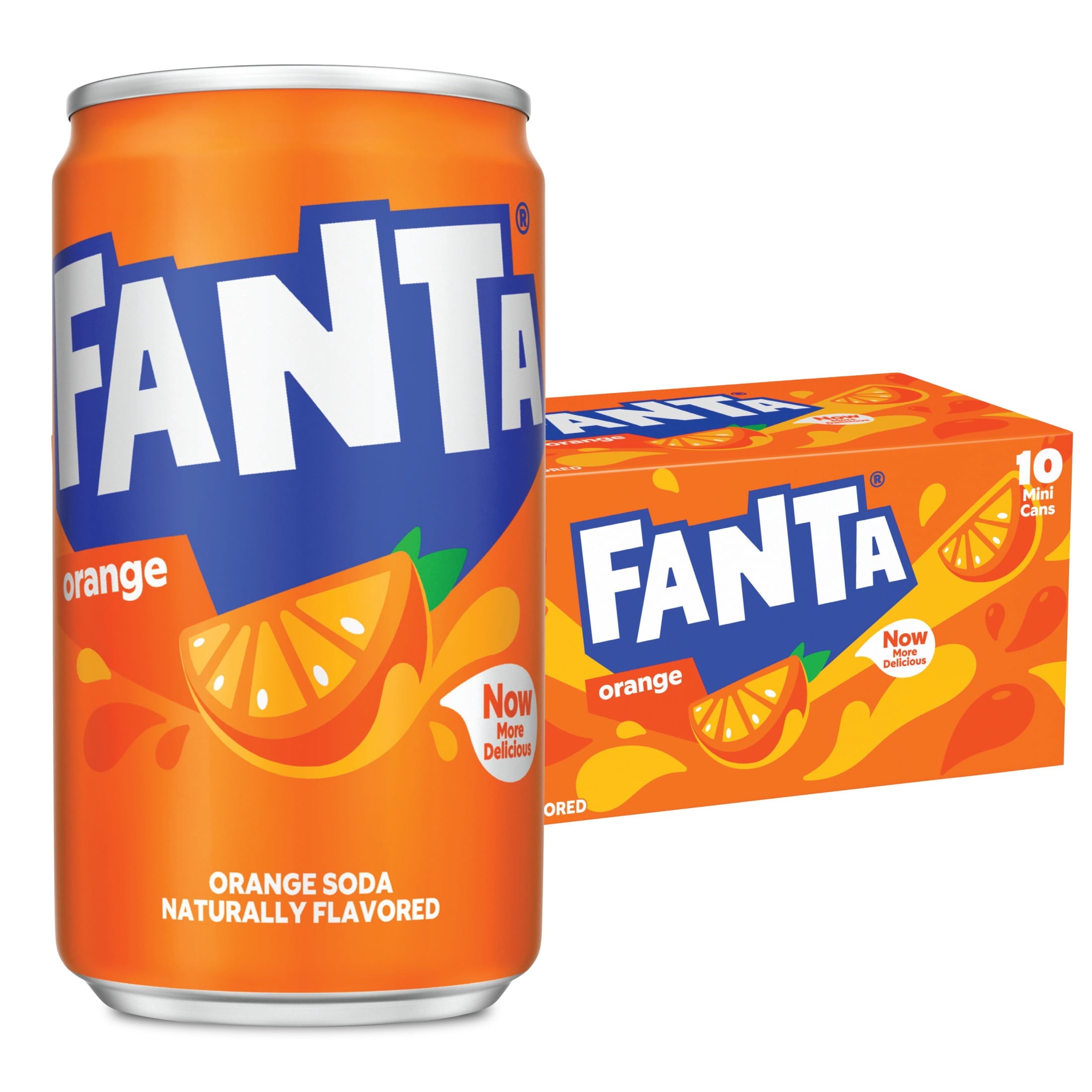 Fanta Orange Soda Pop Fridge Pack Mini Cans 7.5 Fl Oz 10 Pack