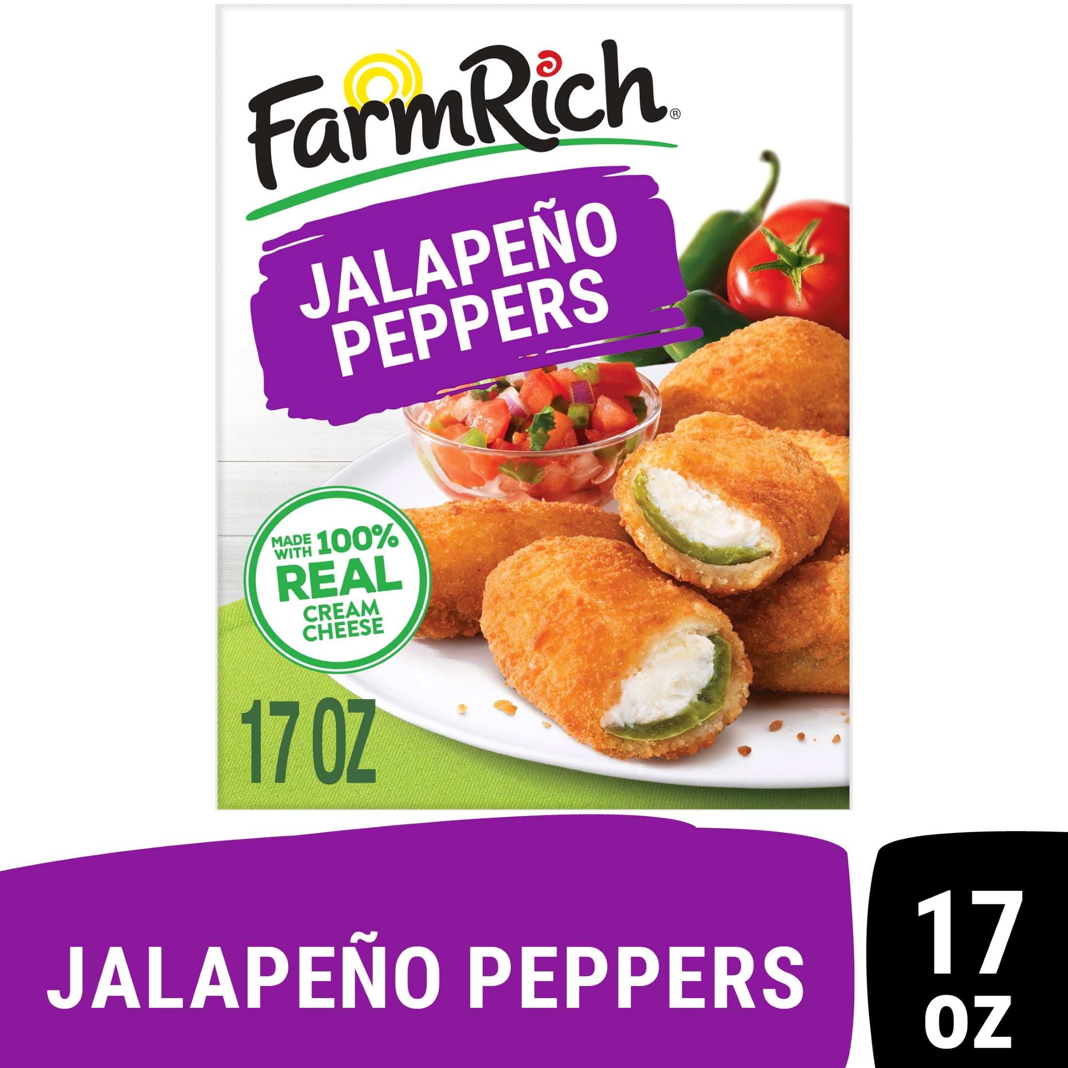 Farm Rich Breaded Jalapeno Peppers Stuffed with Cream Cheese Frozen 17 Oz