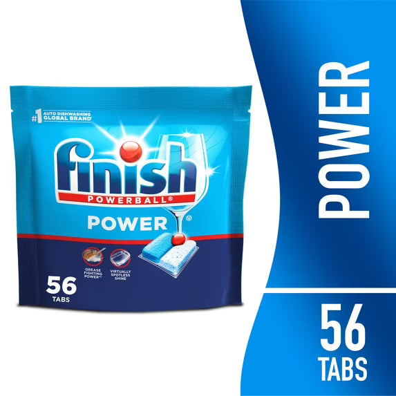 Finish Power Dishwasher Pods, No Pre-Rinse Dishwasher Detergent Tabs Soap, Deep Clean, 56 Count