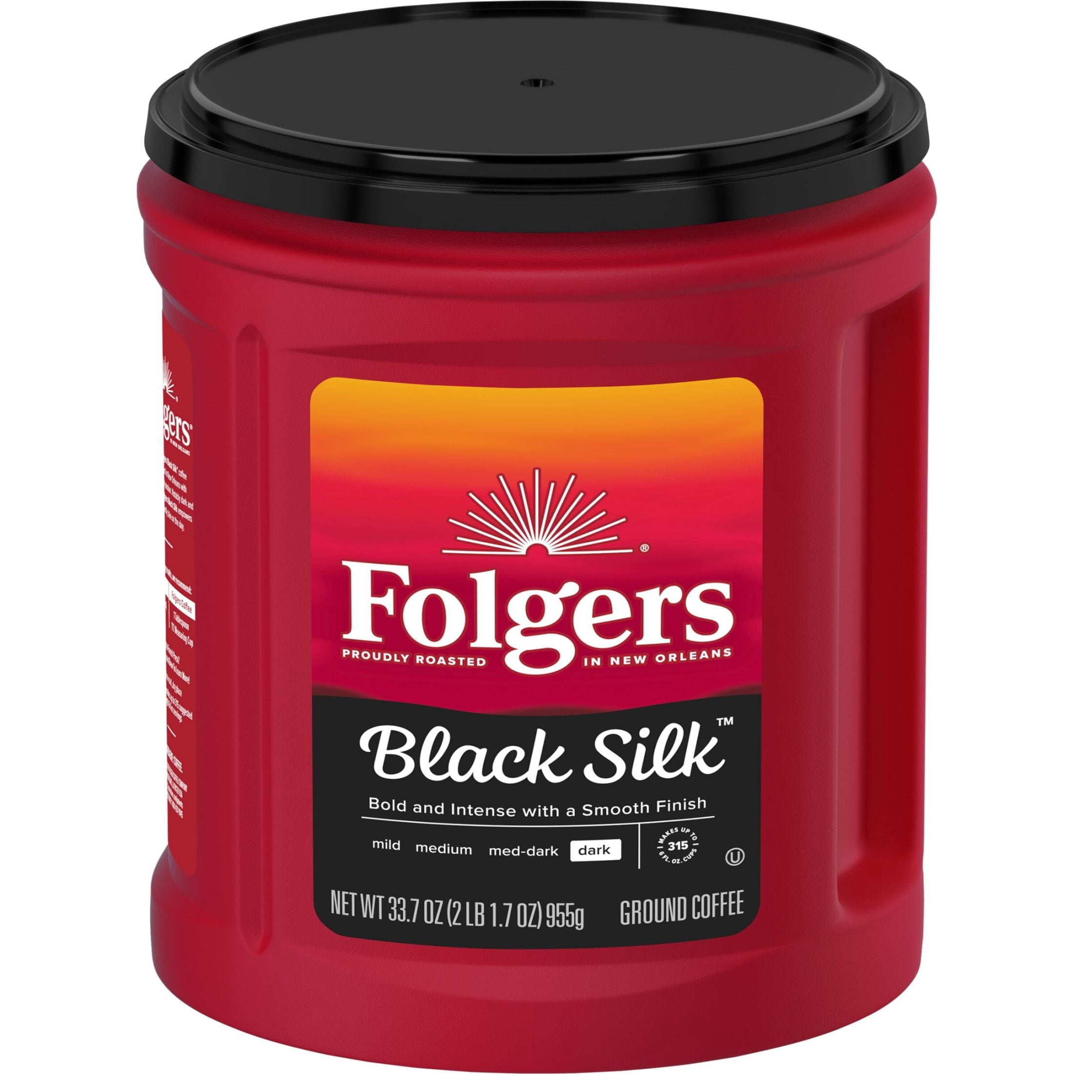 Folgers Black Silk Dark Roast Ground Coffee 33.7 oz Canister