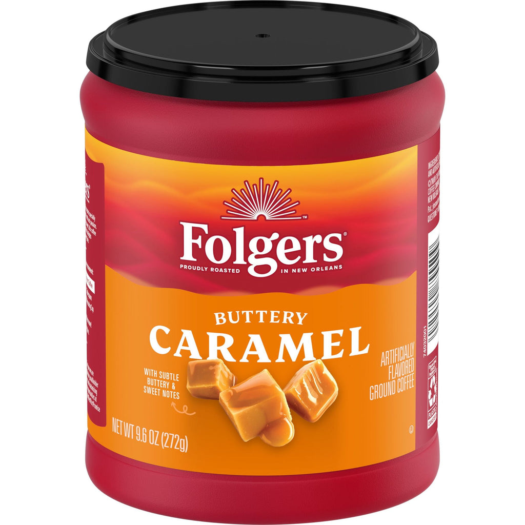 Folgers Buttery Caramel Artificially Flavored Medium Roast Ground Coffee 9.6 oz Canister