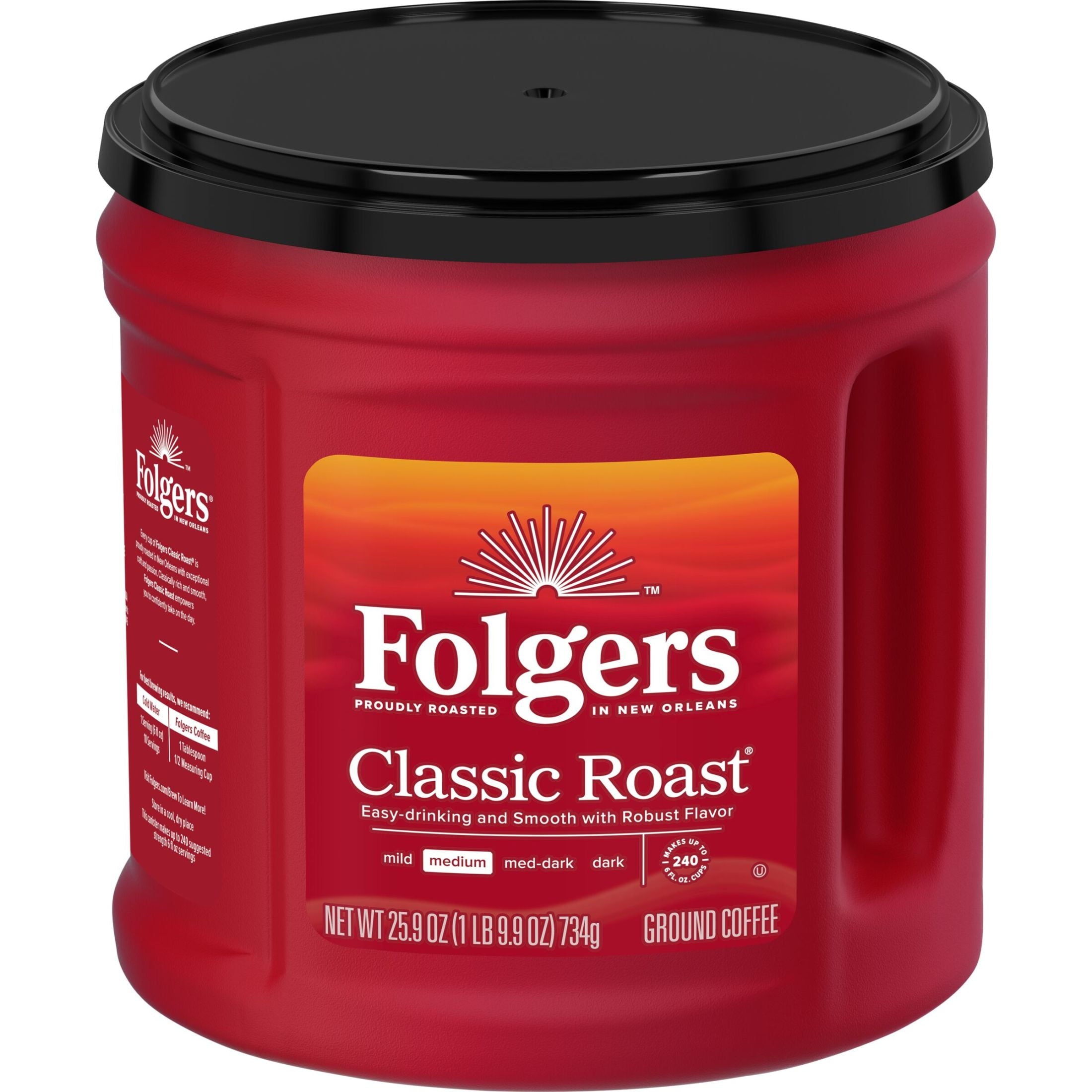 Folgers Classic Roast Medium Roast Ground Coffee 25.9 oz Canister