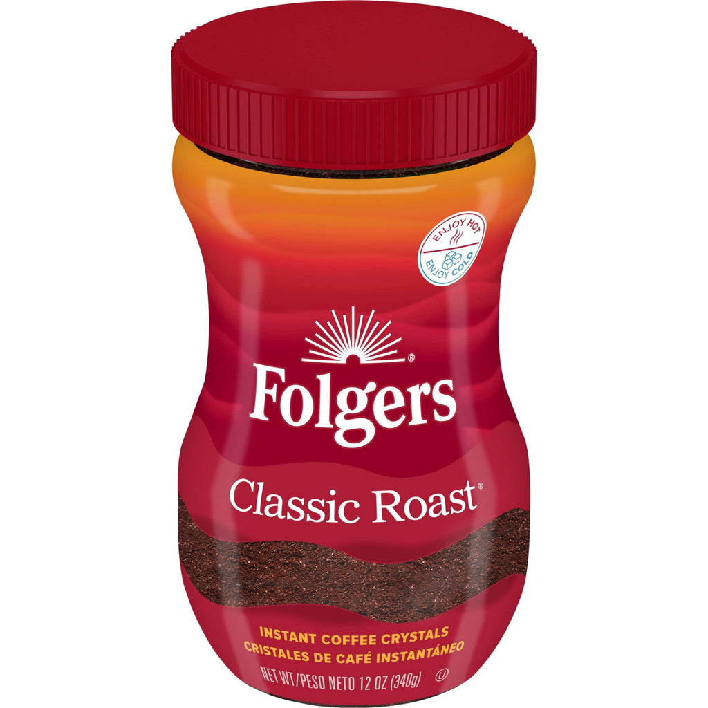 Folgers Classic Roast Naturally Caffeinated Medium Instant Coffee 12 oz Jar