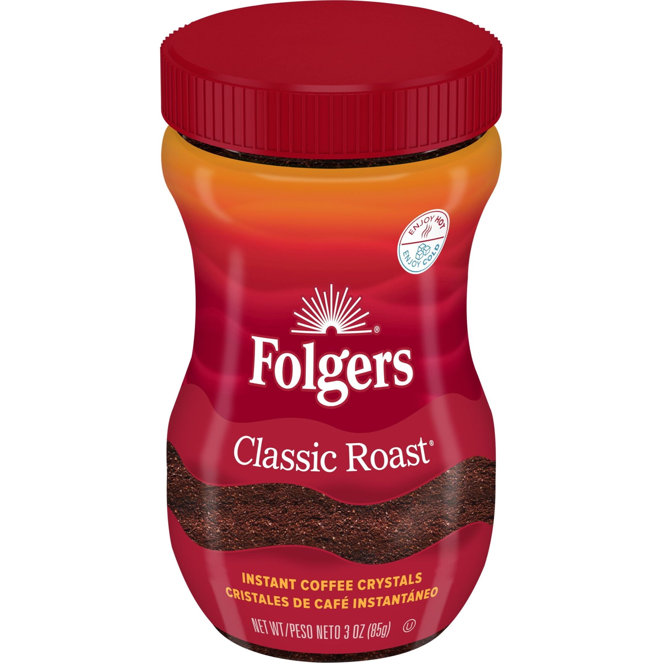 Folgers Classic Roast Naturally Caffeinated Medium Instant Coffee 3 oz Jar