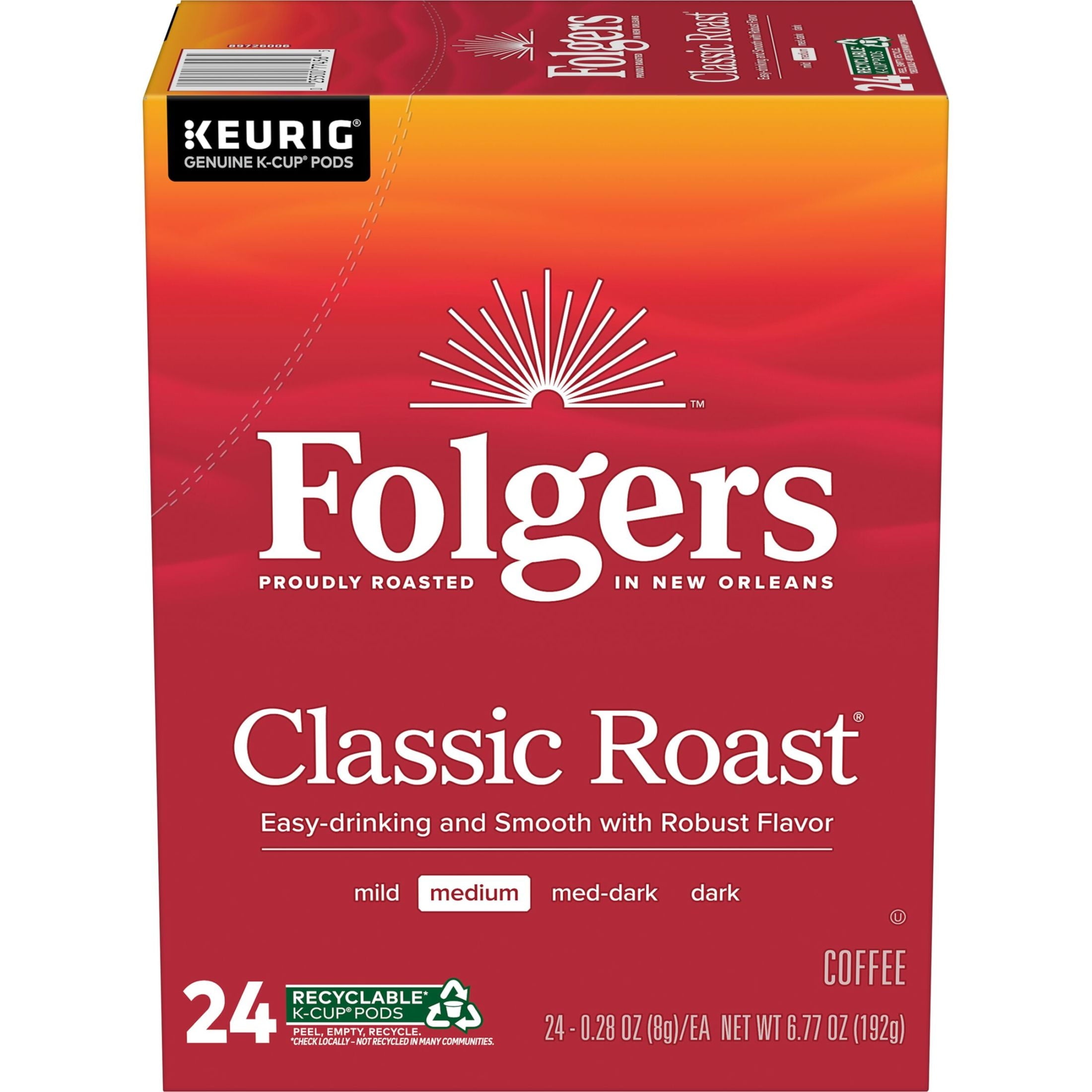 Folgers Classic Roast Medium Roast Coffee Keurig K Cup Pods 24 Count