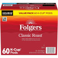 Folgers Classic Roast Medium Roast Coffee Keurig K-Cup Pods 60 Count Box