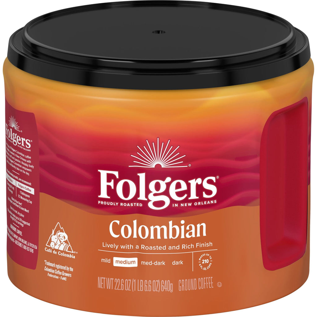 Folgers Colombian Medium Roast Ground Coffee 22.6 oz Canister