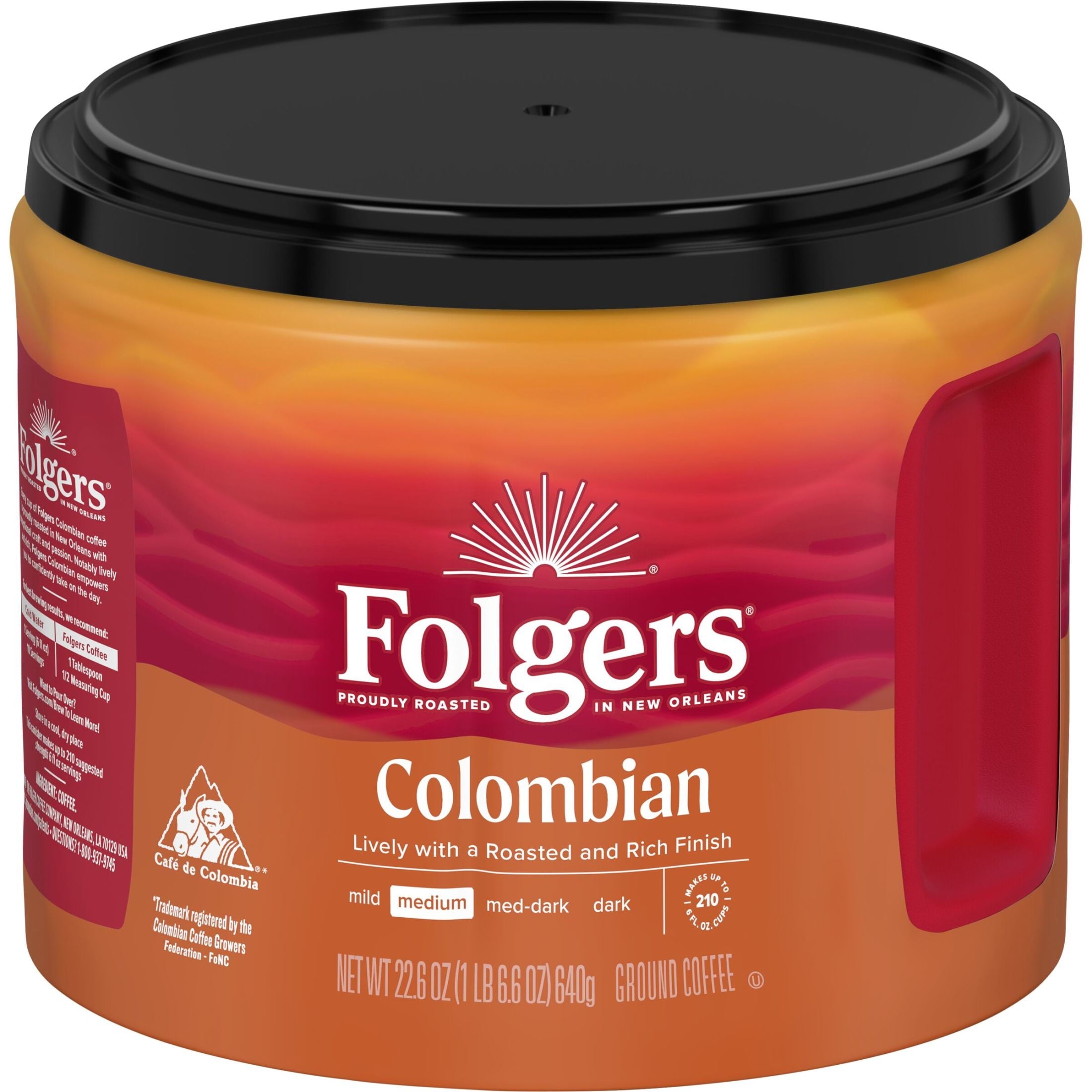 Folgers Colombian Medium Roast Ground Coffee 22.6 oz Canister