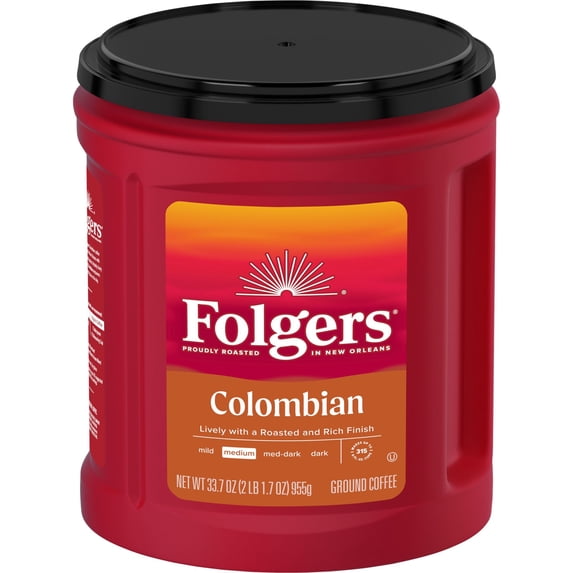 Folgers Colombian Medium Roast Ground Coffee 33.7 oz Canister