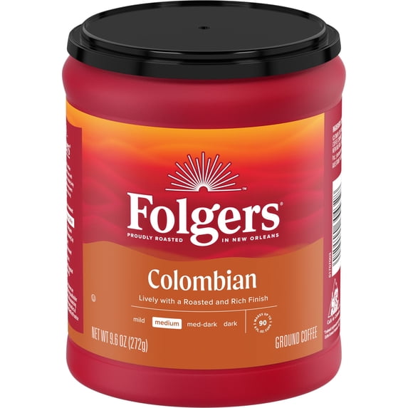 Folgers Colombian Medium Roast Ground Coffee 9.6 oz Canister