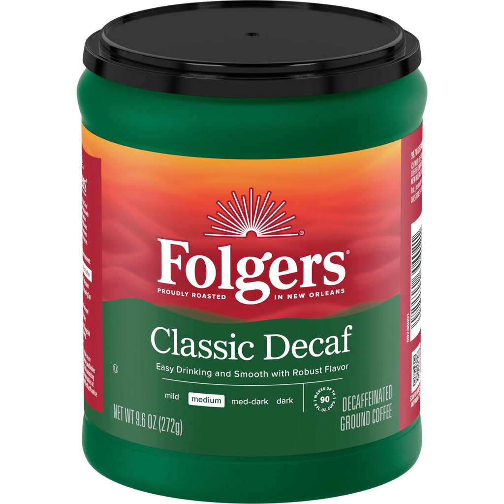 Folgers Classic Decaf Medium Roast Ground Coffee 9.6 oz Canister