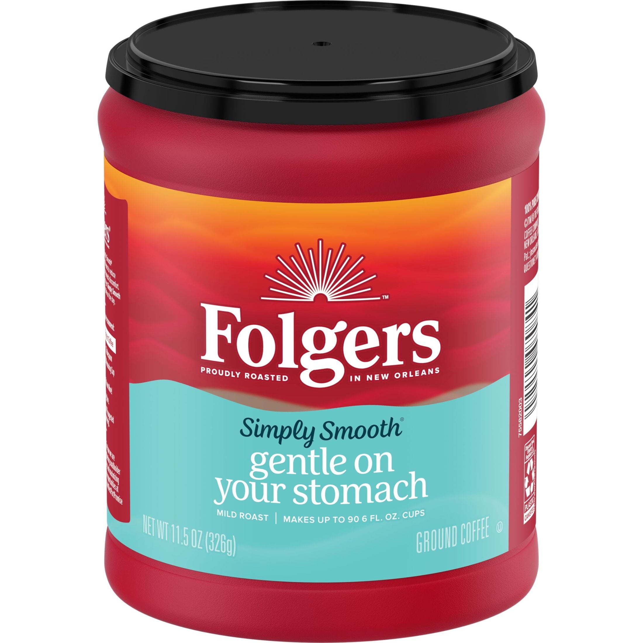 Folgers Simply Smooth Mild Roast Ground Coffee 11.5 oz Canister