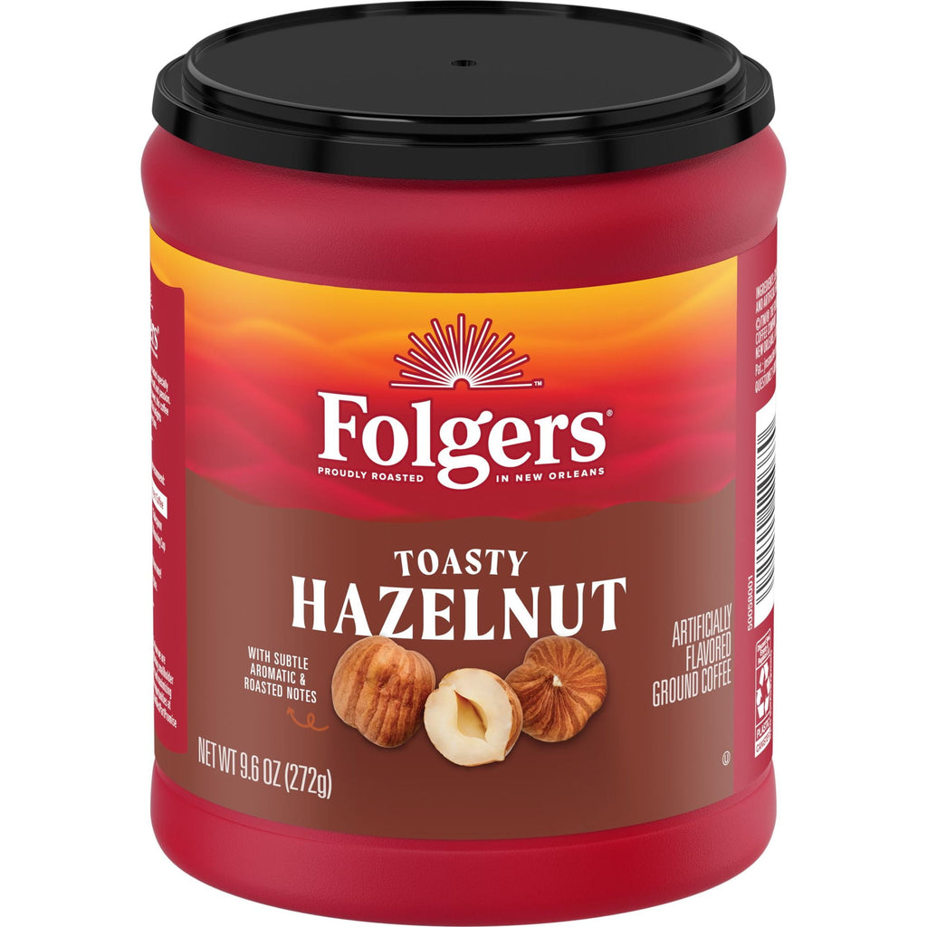 Folgers Toasty Hazelnut Artificially Flavored Ground Coffee 9.6 oz Canister
