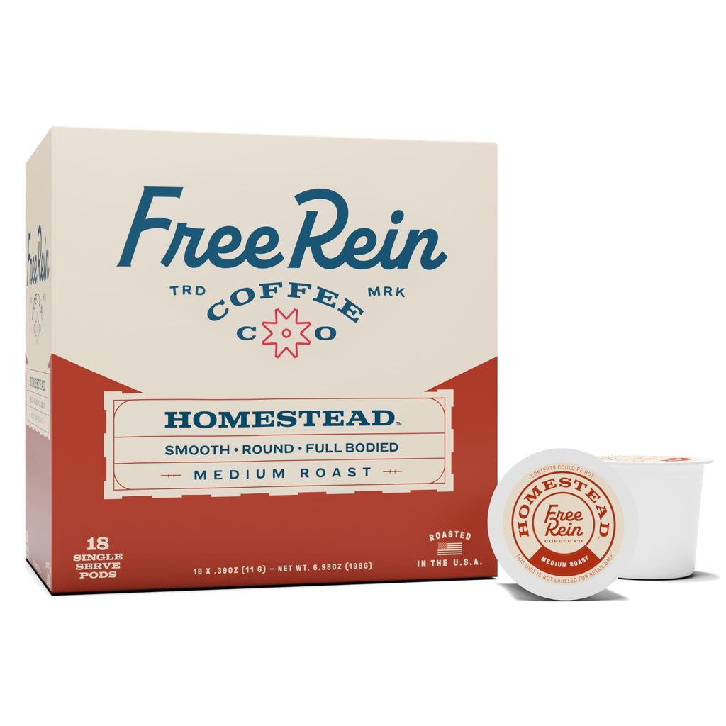 Free Rein Coffee Homestead Medium Roast Coffee Pods 18 Count