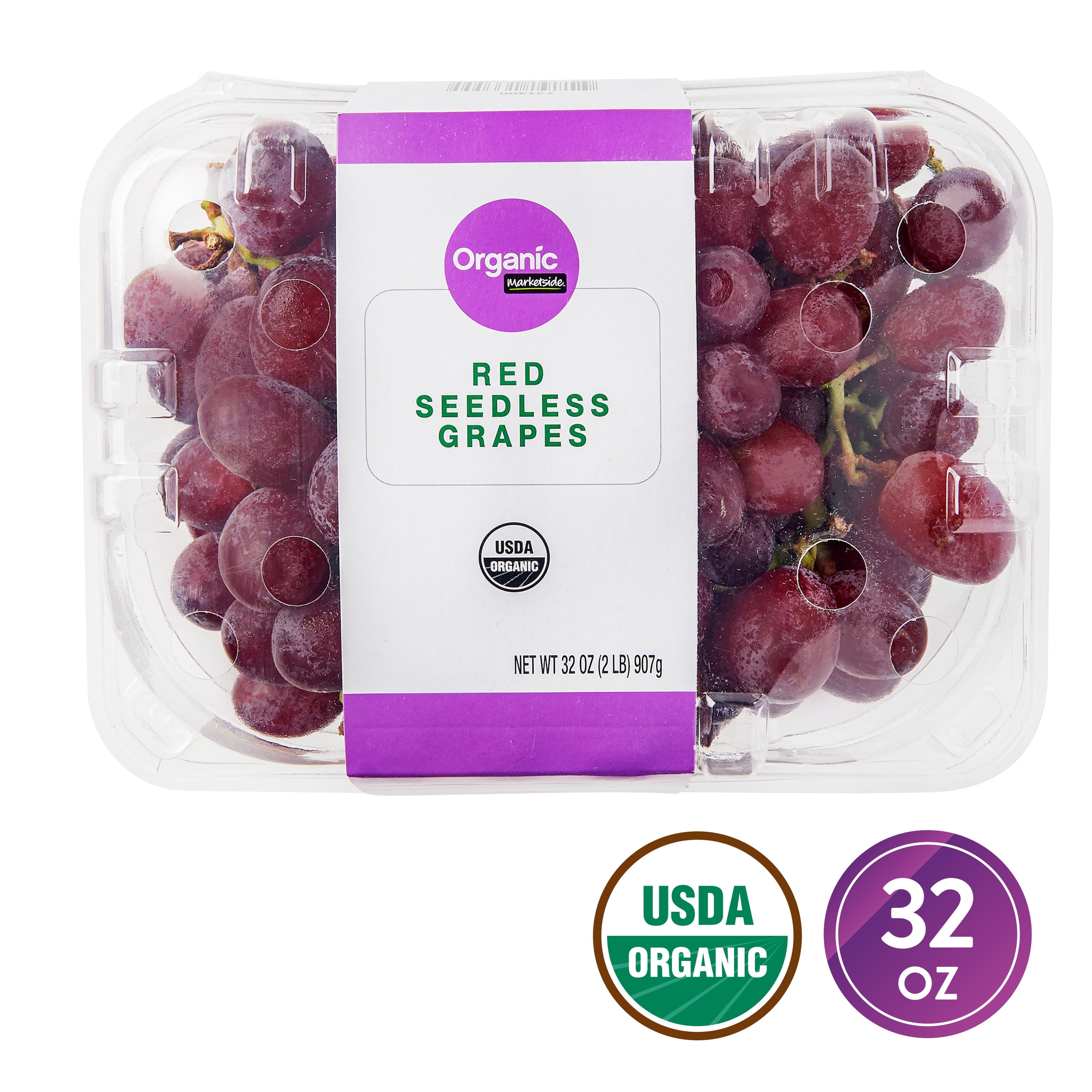 Fresh Organic Red Seedless Grapes 2 Lb