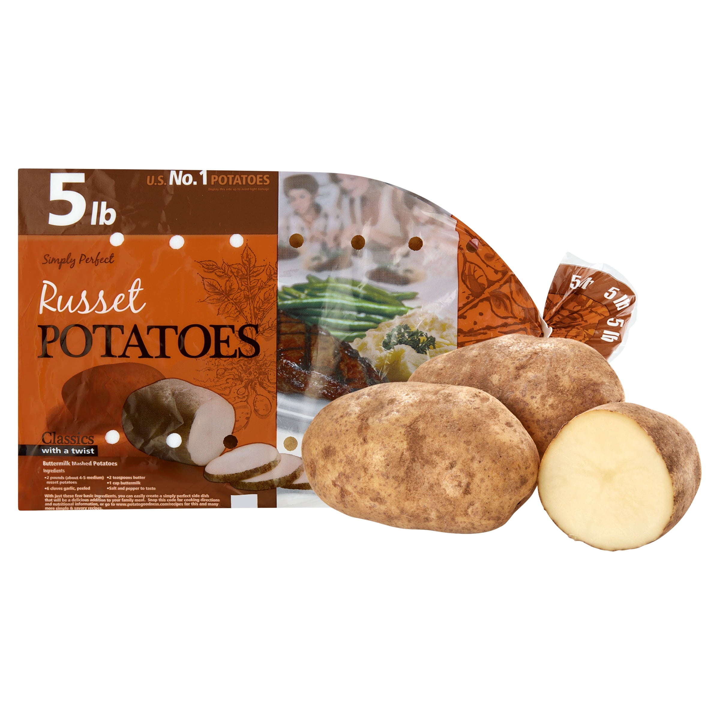 Fresh Whole Russet Potatoes 5 Lb Bag