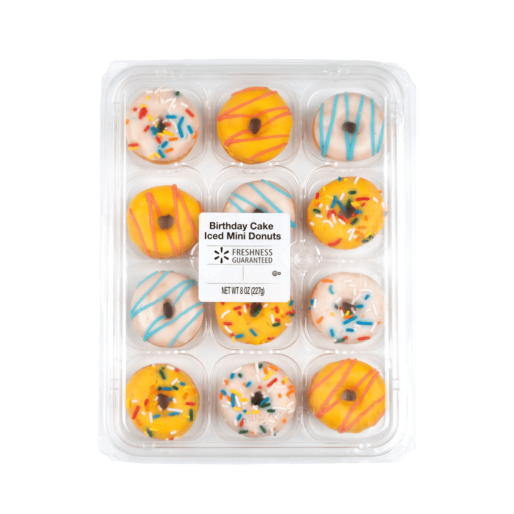 Birthday Cake Iced Mini Donuts 8 Oz 12 Count Freshness Guaranteed