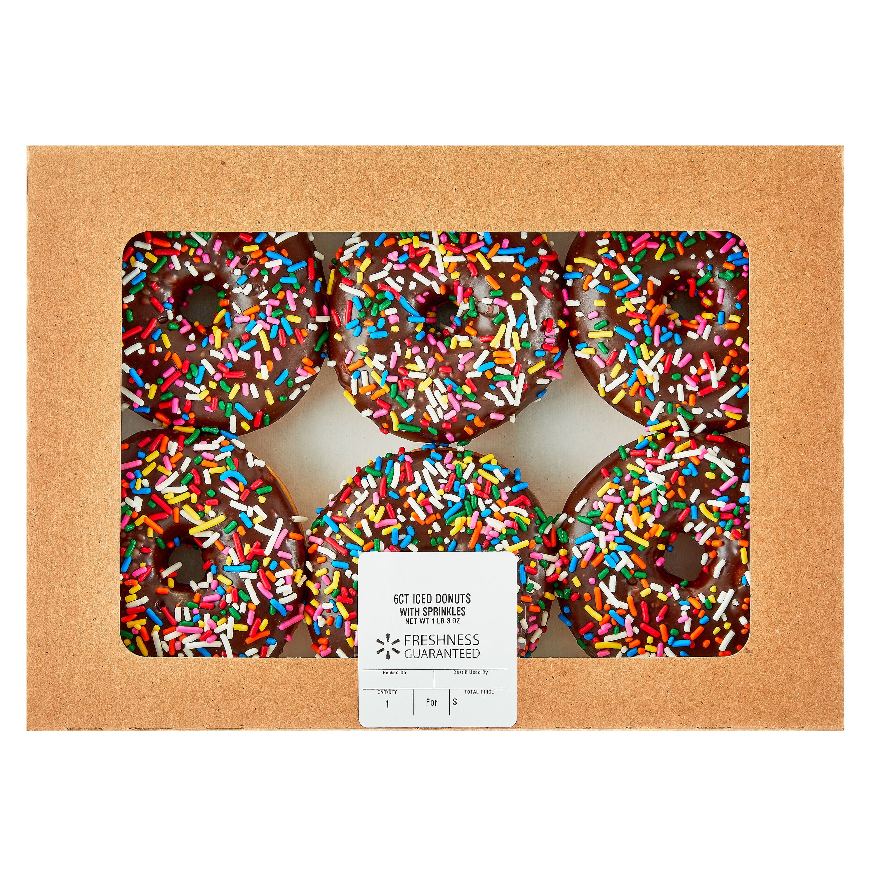 Chocolate Iced Donuts with Sprinkles 19 Oz 6 Count Freshness Guaranteed