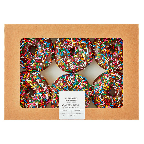 Chocolate Iced Donuts with Sprinkles 19 Oz 6 Count Freshness Guaranteed