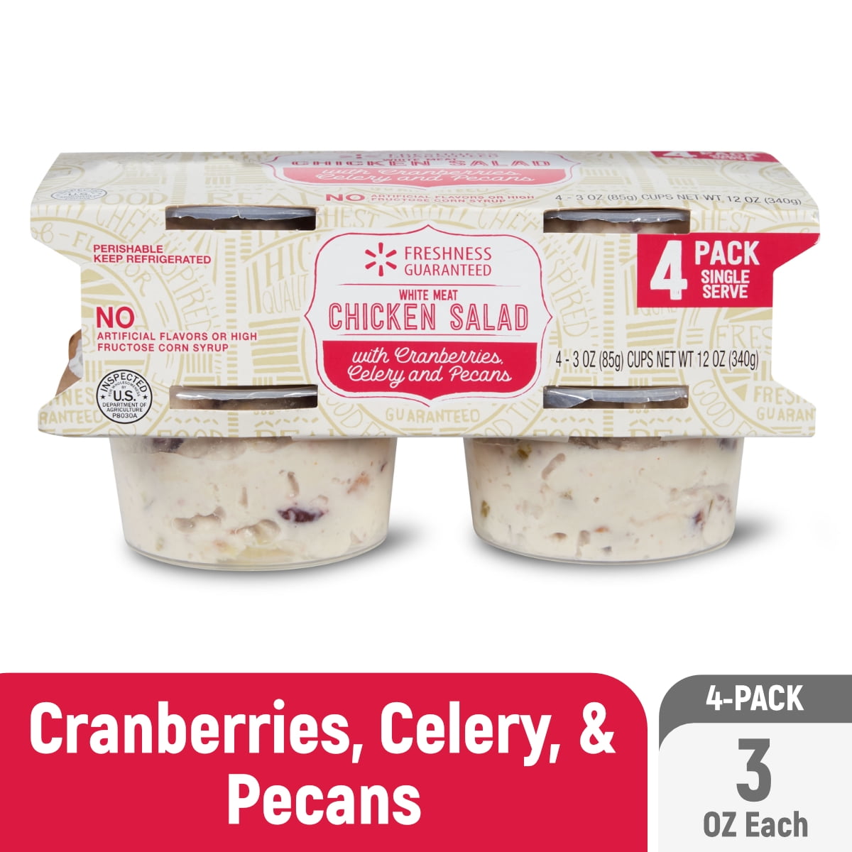 White Meat Chicken Salad With Cranberries Celery Pecans 4 Count 3 Oz Each