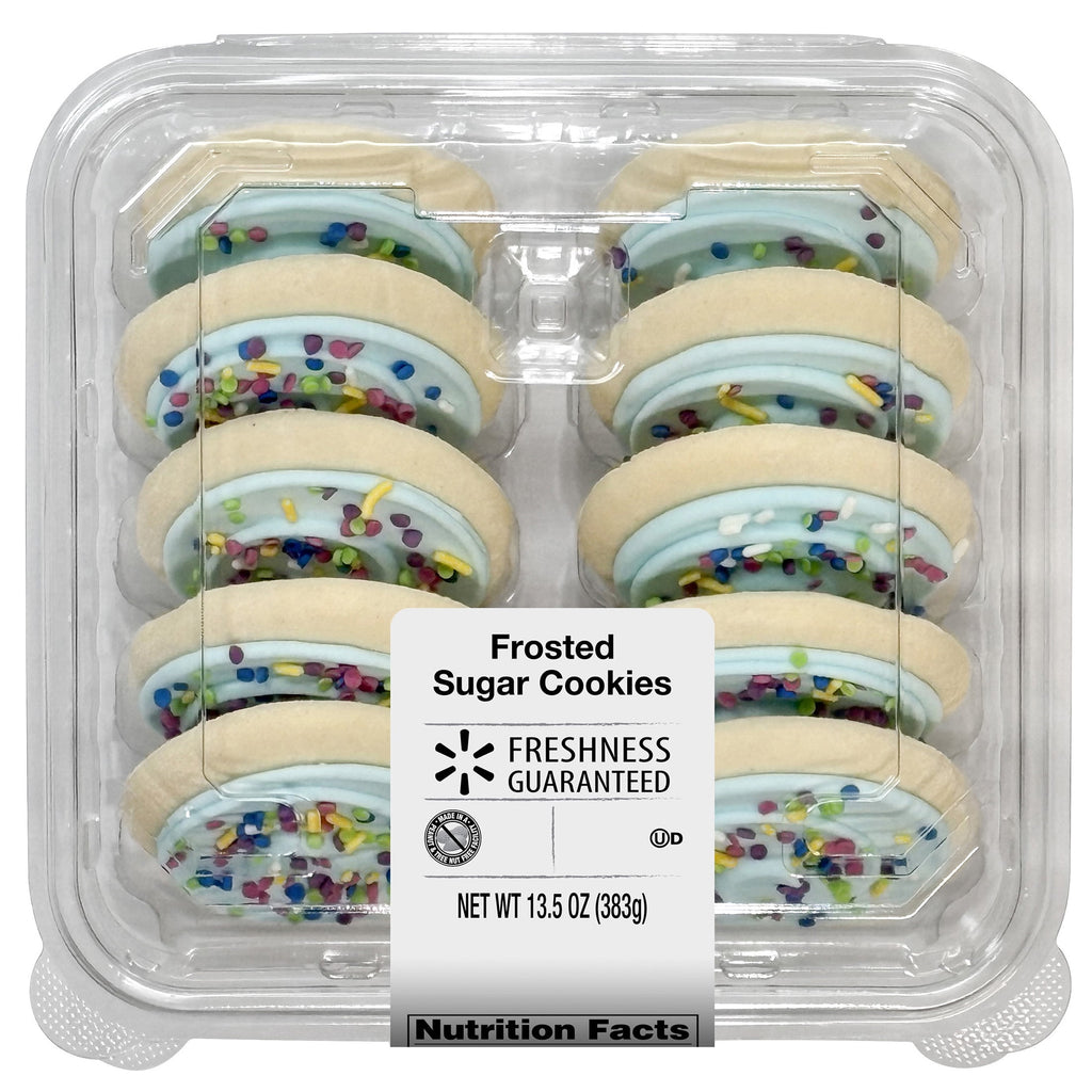 Frosted Sugar Cookies with Blue Frosting 13.5 Oz 10 Count Freshness Guaranteed