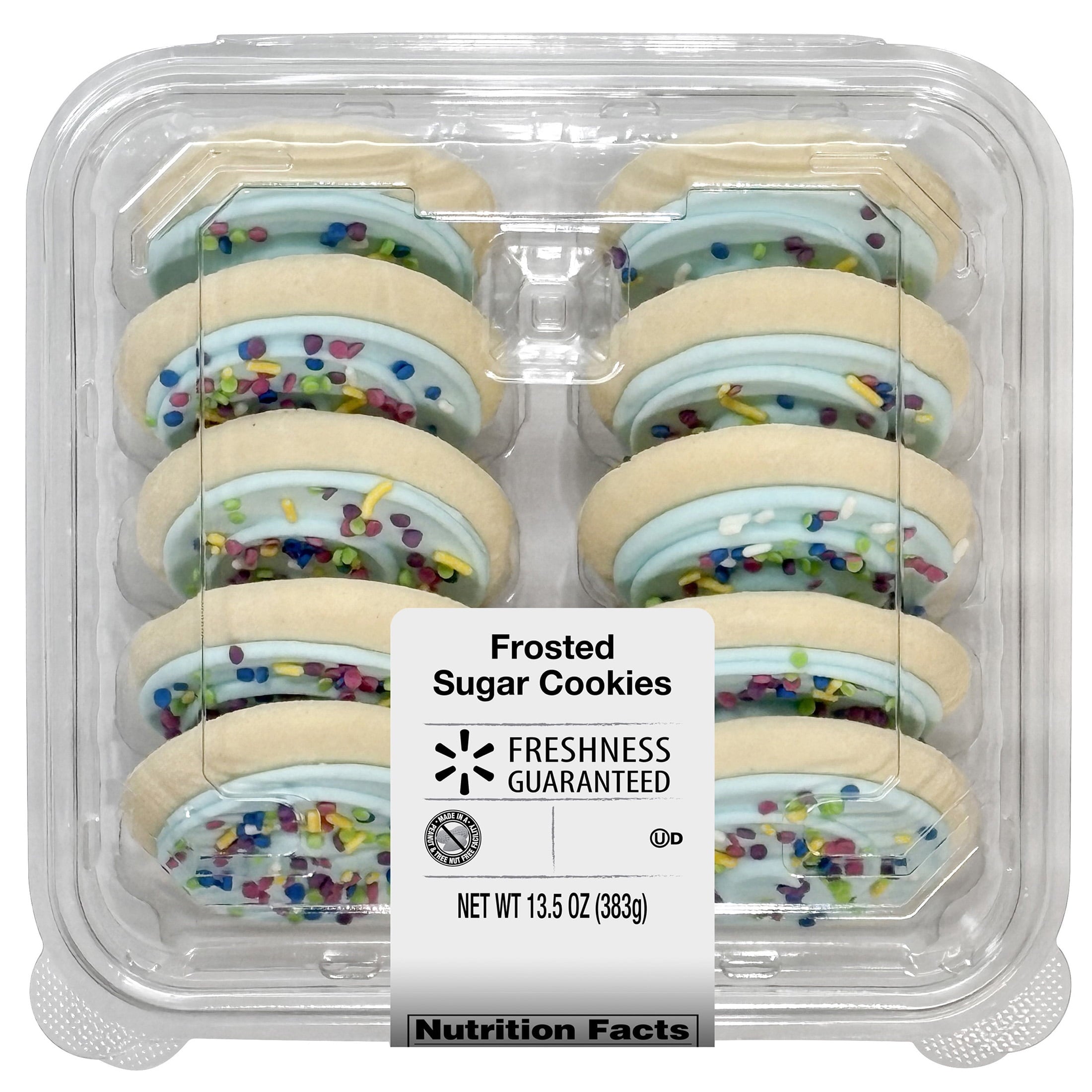 Frosted Sugar Cookies with Blue Frosting 13.5 Oz 10 Count Freshness Guaranteed