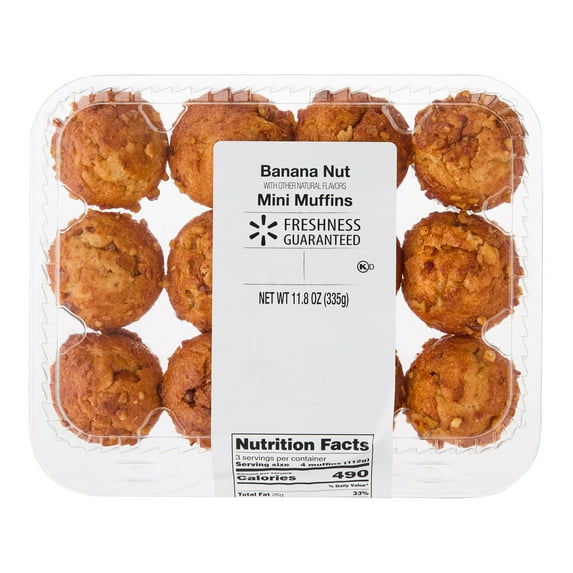 Mini Banana Nut Muffins 11.8 Oz 12 Count Freshness Guaranteed