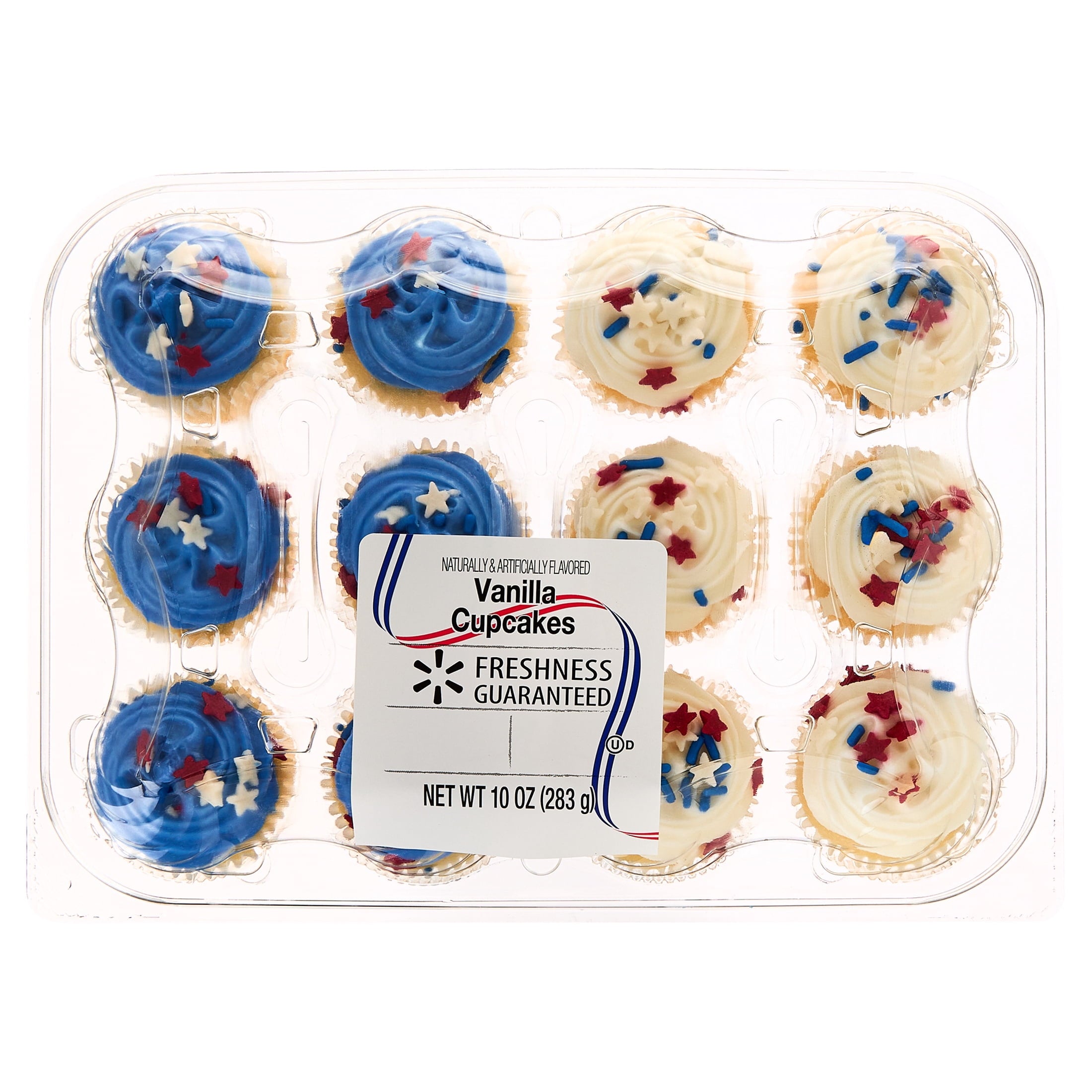 Vanilla Cupcakes with Patriotic Sprinkles 10 Oz 12 Count Freshness Guaranteed