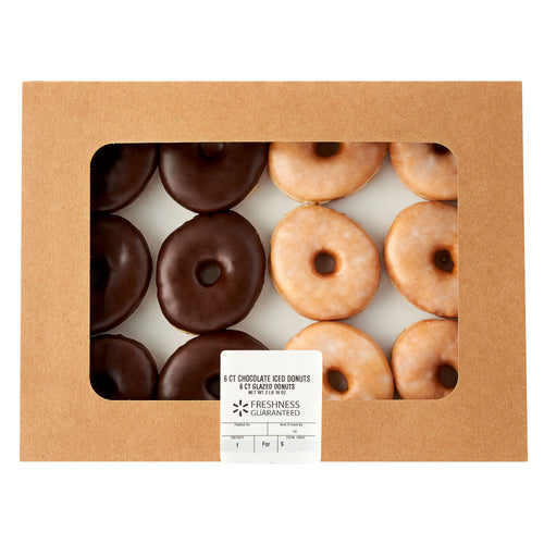 Chocolate Iced and Glazed Donuts 8 Oz 12 Count Freshness Guaranteed