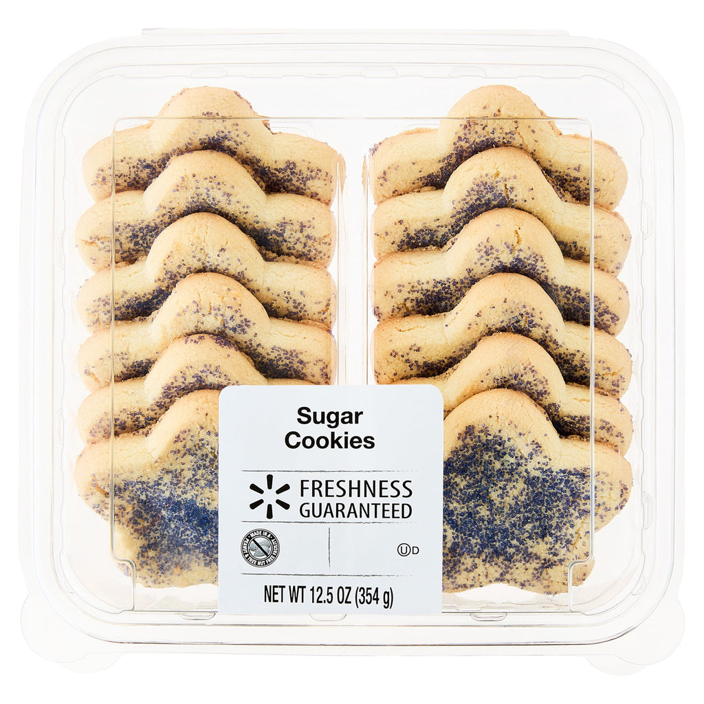 Star Shaped Sugar Cookies with Blue Sugar 12.5 Oz 12 Count Freshness Guaranteed