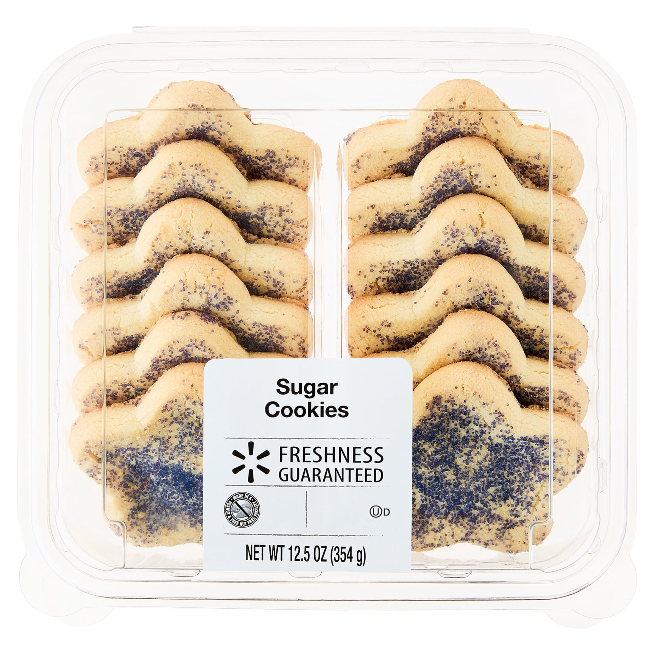 Star Shaped Sugar Cookies with Blue Sugar 12.5 Oz 12 Count Freshness Guaranteed