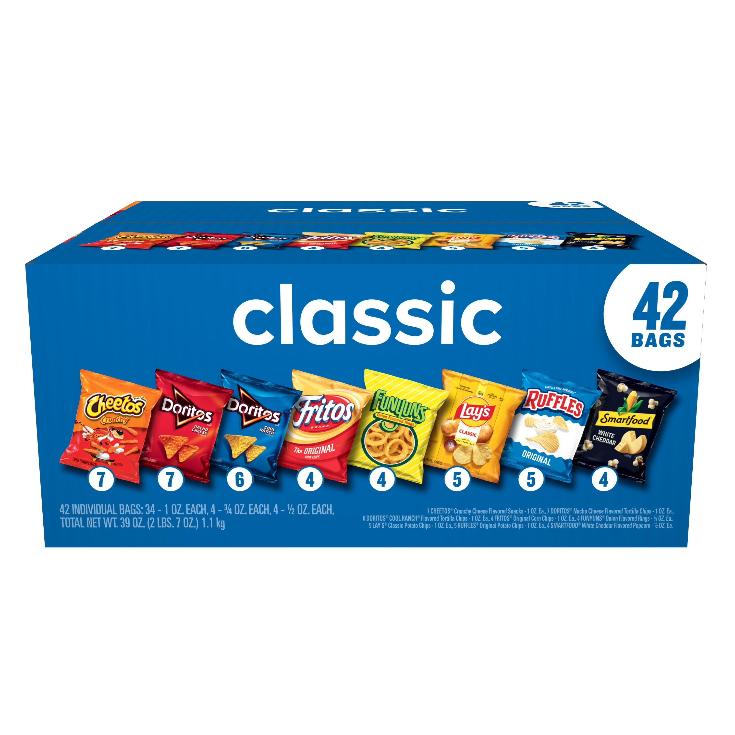 Frito Lay Classic Mix Chips Variety Pack 1 Oz 42 Count