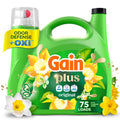 Gain Plus Laundry Detergent Liquid, Now with Odor Defense + OXI, Original Scent, 99 fl oz, 75 Loads