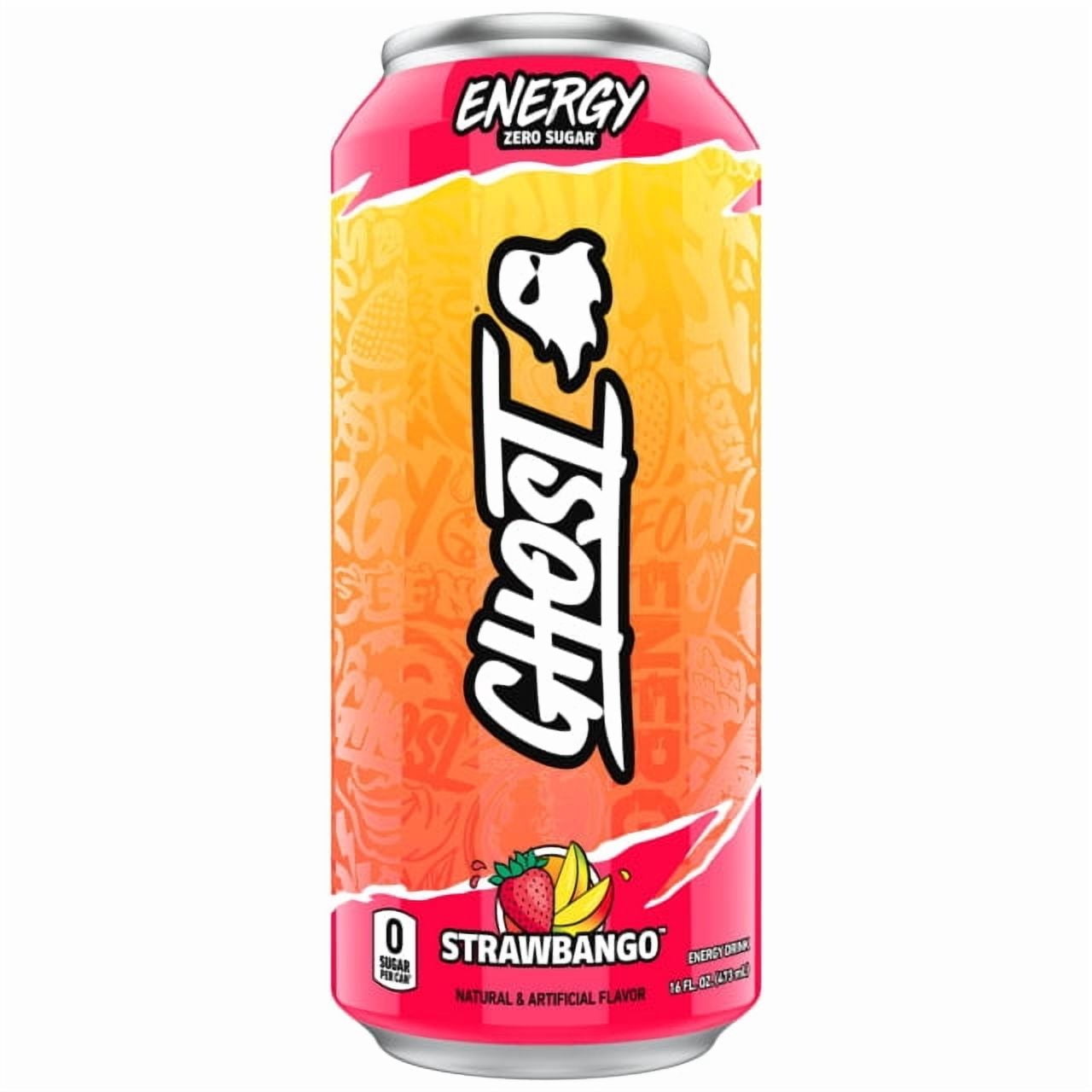GHOST Energy Zero Sugars Energy Drink Strawbango 16 fl oz Single Can