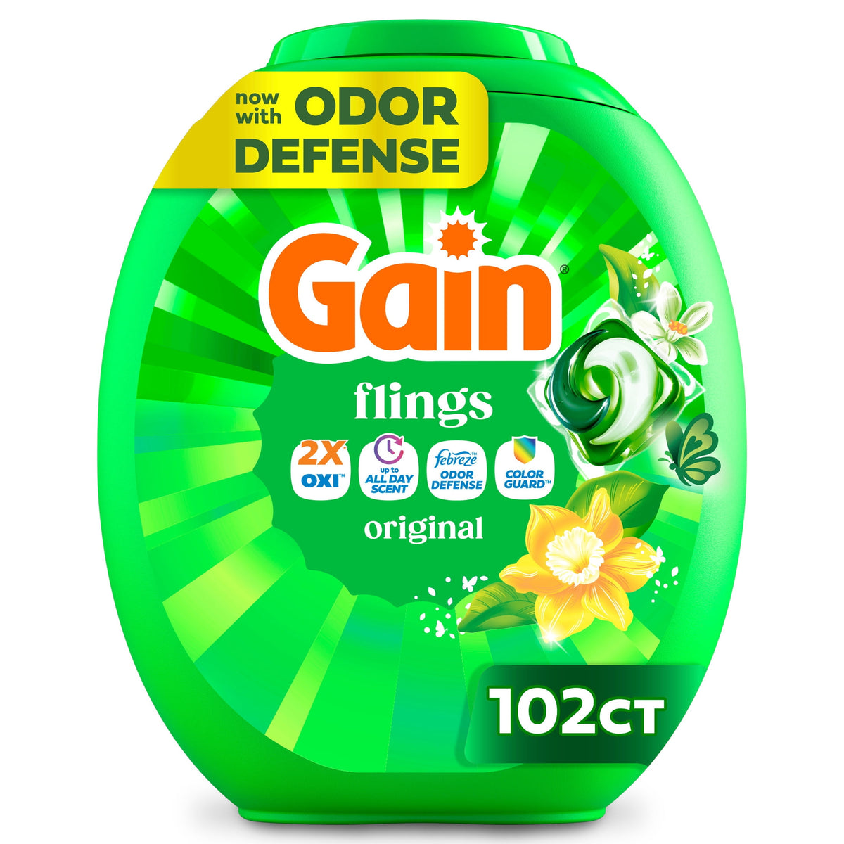 Gain Flings 4-in-1 Oxi Boost Febreze Laundry Detergent Pacs Original Scent 102 Count