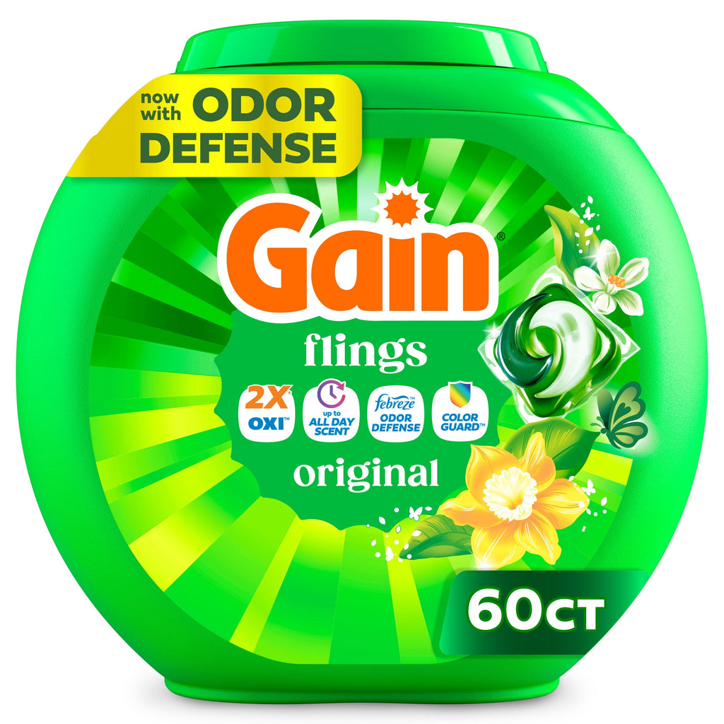 Gain Flings 4-in-1 Oxi Boost Febreze Laundry Detergent Pacs Original Scent 60 Count