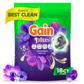 Gain Plus Flings Laundry Detergent Liquid Washing Pacs, Gain's Best All-In-One Clean, Moonlight Breeze Scent, 18 Count