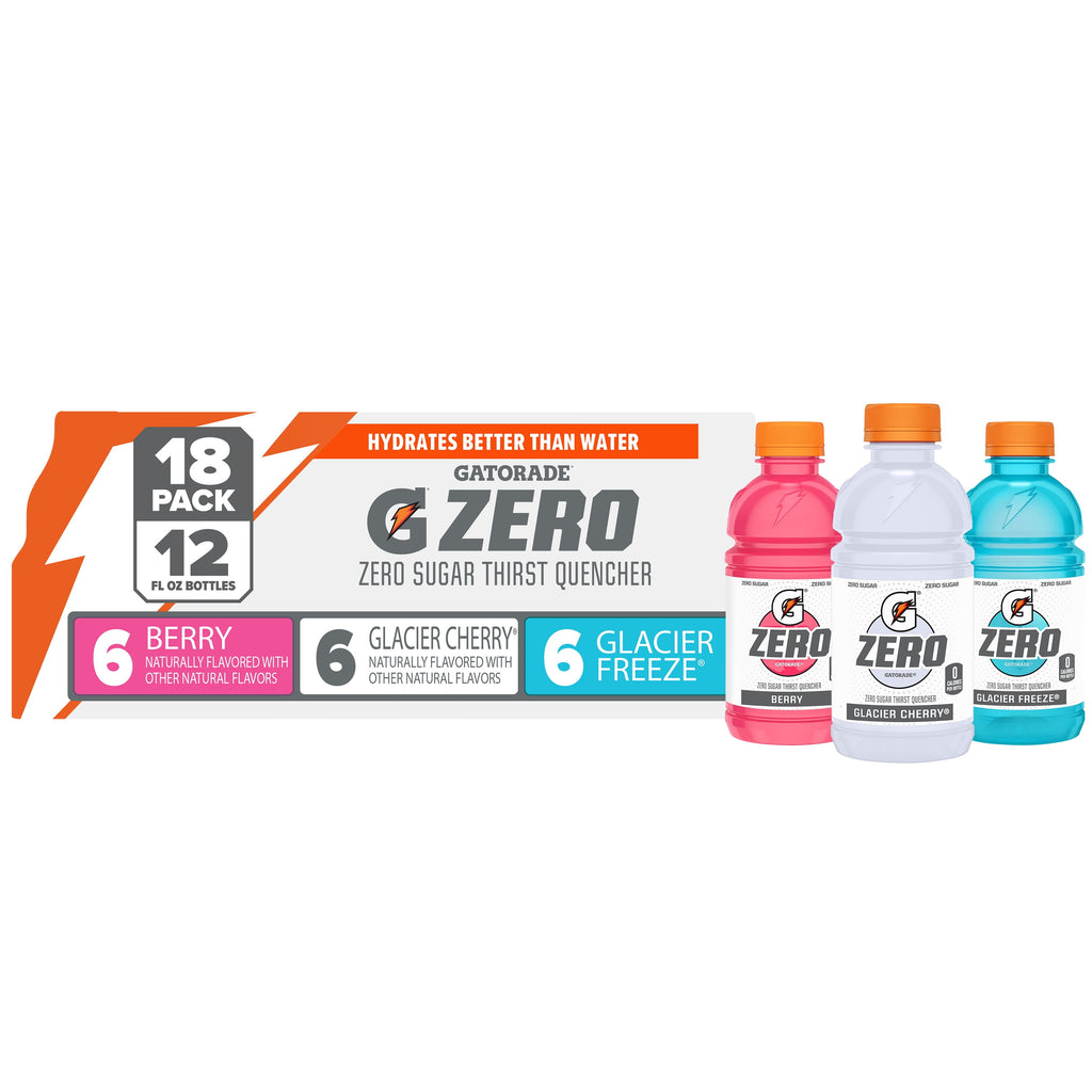 Gatorade Zero Sports Drink Berry Glacier Cherry Glacier Freeze Variety Pack 12 fl oz 18 Count