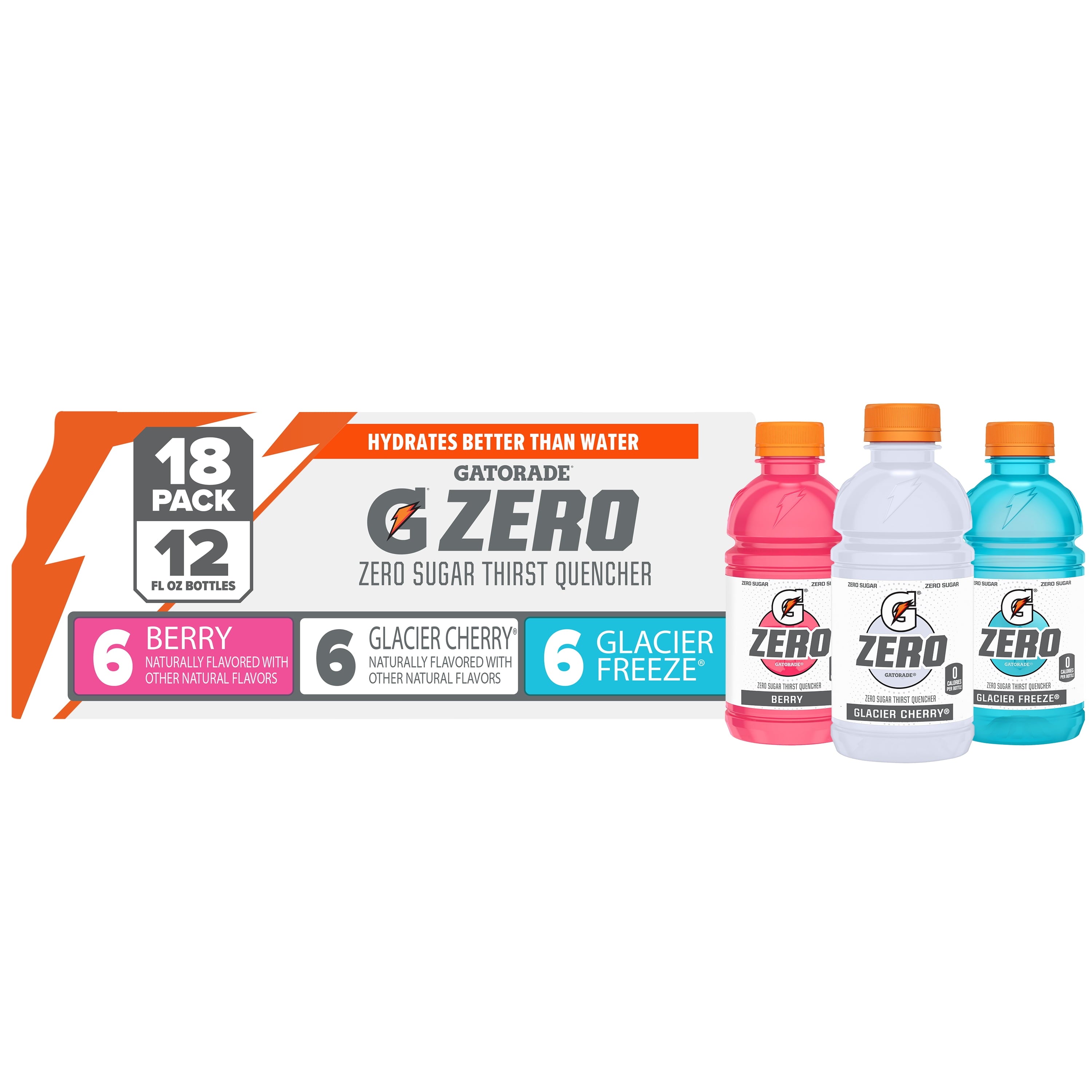 Gatorade Zero Sports Drink Berry Glacier Cherry Glacier Freeze Variety Pack 12 fl oz 18 Count