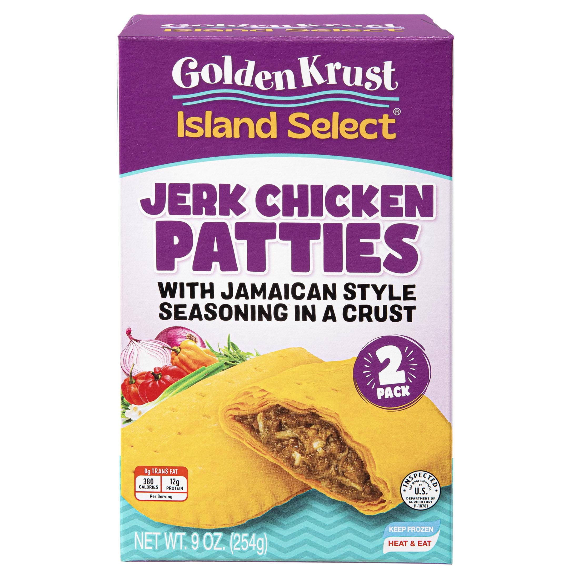 Golden Krust Island Select Jerk Chicken Patties Frozen 2 Ct 9 Oz