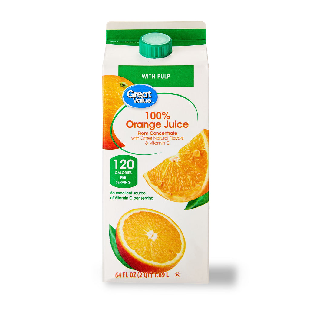 Great Value 100% Orange Juice From Concentrate With Pulp 64 fl oz