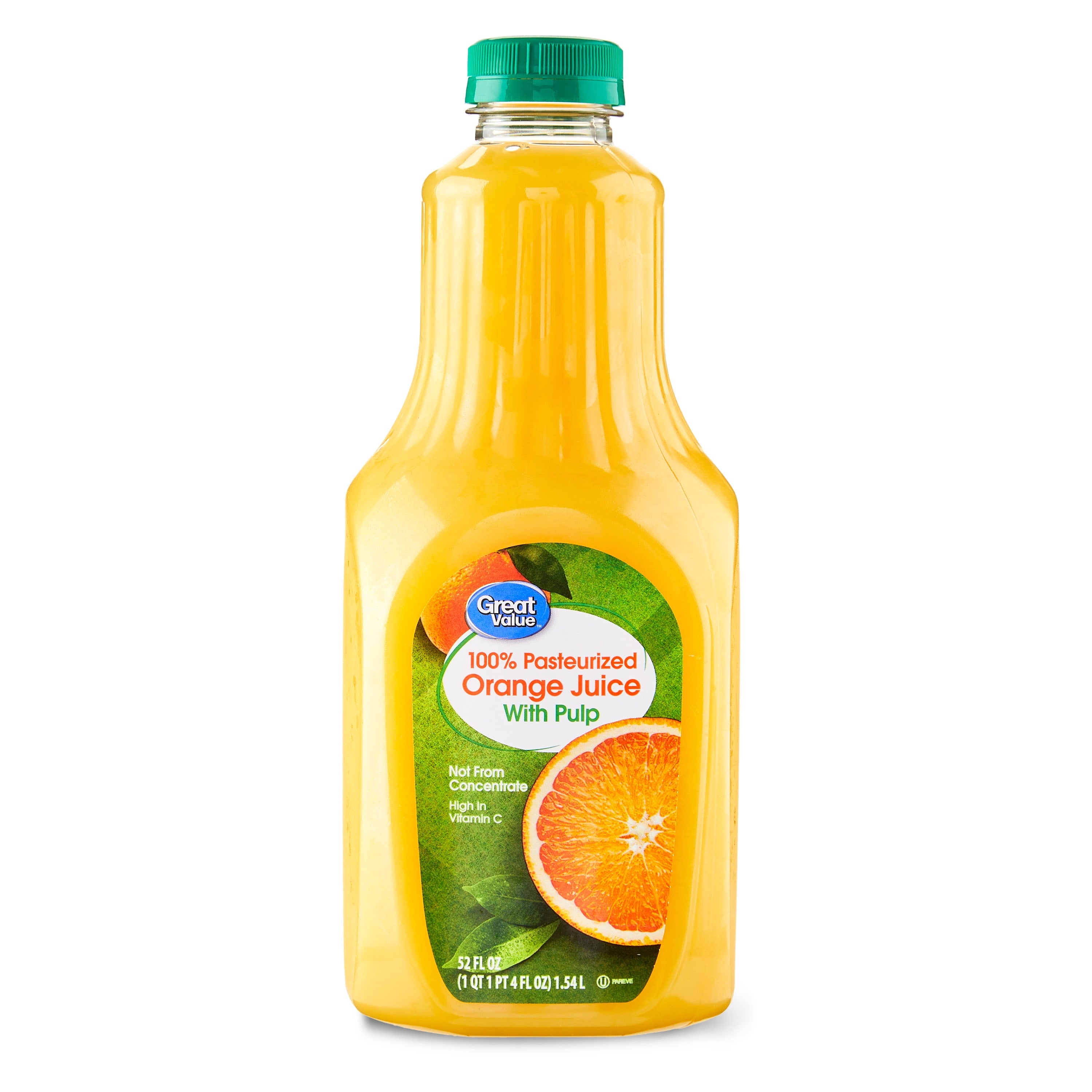 Great Value 100% Pasteurized Orange Juice With Pulp 52 fl oz