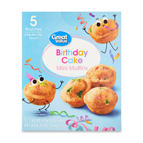 Birthday Cake Mini Muffins 1.65 Oz 5 Count Freshness Guaranteed
