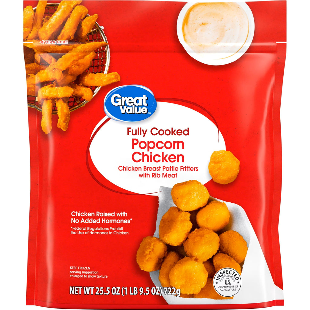 Great Value Fully Cooked Breaded Popcorn Chicken Frozen 25.5 Oz