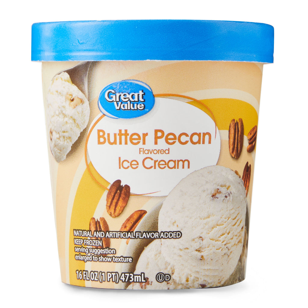 Great Value Butter Pecan Flavored Ice Cream 16 Fl Oz